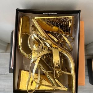 Never worn gold block heels